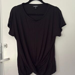 Express Women's Black Short Sleeve Twist Tee